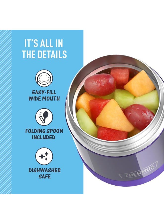 THERMOS FUNTAINER 10 Ounce Stainless Steel Vacuum Insulated Kids Food Jar with Folding Spoon, Purple - Image 4